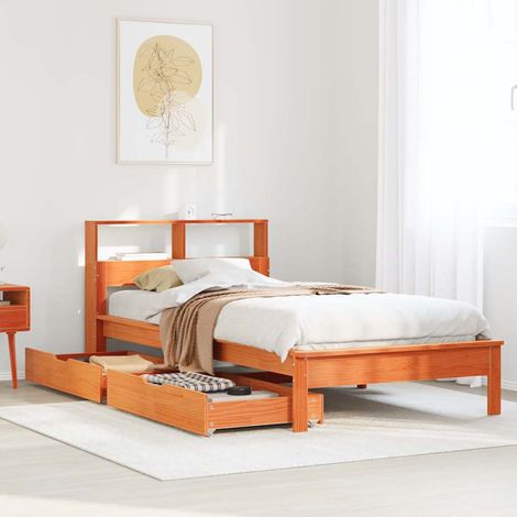 Letto Libreria senza Materasso Marrone Cera 75x190 cm in Pino vidaXL 630305 (1/5)