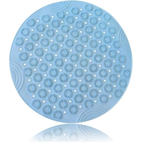 Tapis de sol rond à picots en cristal bleu 55 x 55 cm, antibactérien, pour le massage des pieds, coussin pour les pieds, durable et résistant à la moisissure, pour salle de bain (1/5)