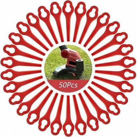 Promotion Lot de 50 Lames compatible pour Ferrex Aldi Far 20-i Coupe Bordure, lames de rechange pour Coupe Bordure sans fil Ferrex L95(13×8mm-rouge) (1/5)