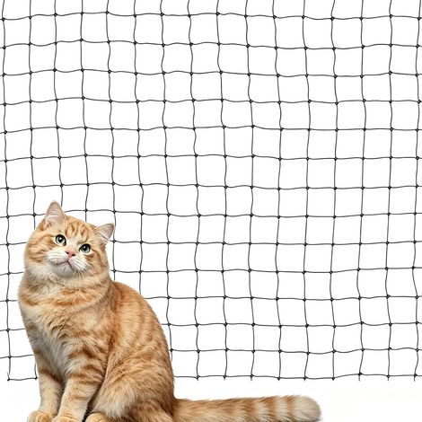 Filet de protection pour chat - Pour balcon et fenêtre - 3 x 4 m - Avec matériel de fixation - Noir - Anti-chute - Pour sécuriser balcon, terrasse, fenêtre, porte, clôture (1/5)
