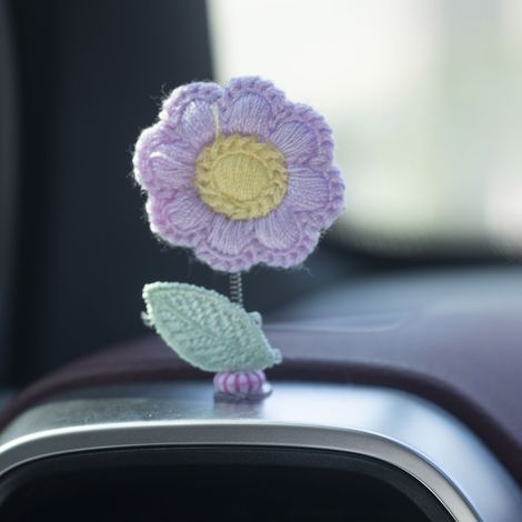 Autodekoration, gehäkelte, zitternde Blume, Strickset für den Frühling, 5,5 cm, mehrfarbig, 1 Blume für Armaturenbrett/Büro/Party (1/5)