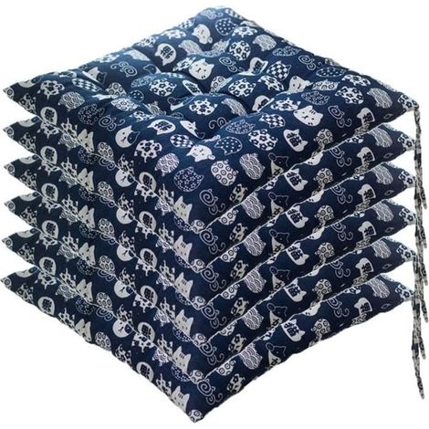 Lot de 6 galettes de Chaise, 40x40 Coussins de Siège Décoration, Coussin de Chaise Coussins de Jardin, Style L (1/4)