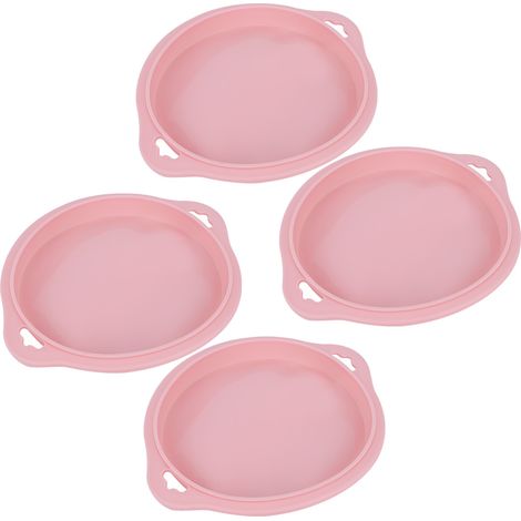 Moule à gâteau en silicone à étages, 4 pièces, forme ronde, moule à pain, moule à gâteau, ustensiles de cuisson antiadhésifs (rose S) (1/5)