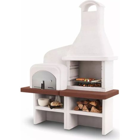 barbecue a carbonella in cemento palazzetti "grado 2" 184x95x246 cm