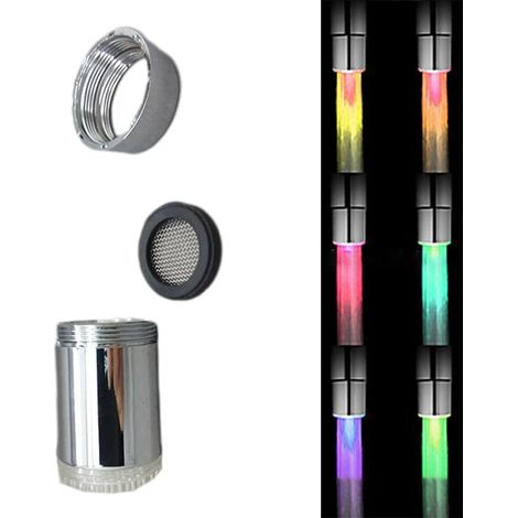 Grifo de fregadero de cocina con función de cambio de luz LED de 3 colores, grifo de baño, grifo de agua y control de temperatura. (1/5)