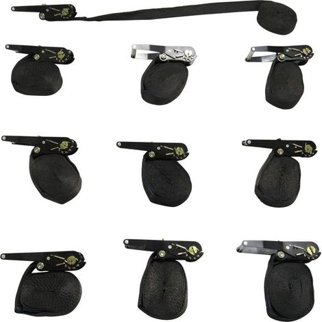 x10 Black 50MM 5M 5 Ton Endless Ratchet Straps - 5000KG Metre Tie Down Lashing