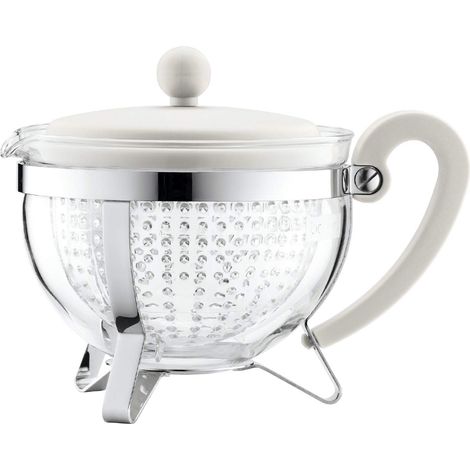 Bodum Chambord Teiera Con Coperchio Colorato In Plastica, Manico E Filtro Trasparente, 1.0 L, Color Crema 1975-913 (1/5)