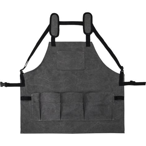 Tablier porte-outils gris multipoches, spécialement conçu pour la réparation de quincaillerie, l'électricité et le jardinage tablier de travail multifonctionnel. (1/5)
