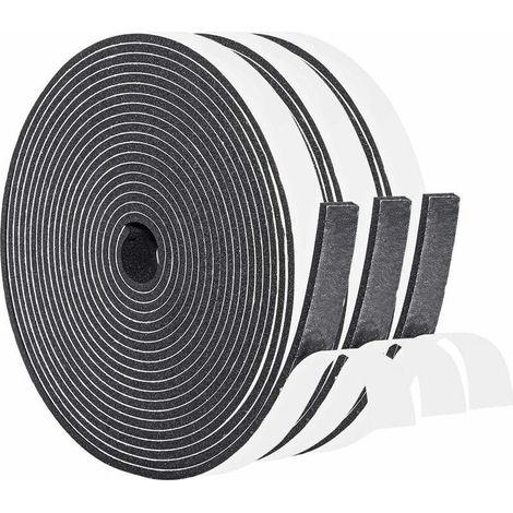royaluxe -Joint Caoutchouc Adhésif 2 Rouleau 12mm(l) x6mm(H) x8m(L) Bande de Joint Auto-adhésives en Néoprène Chambranle Fenêtre Automobile Preuve de Collision Ruban Adhésif Noir (chacun 4m) (1/5)