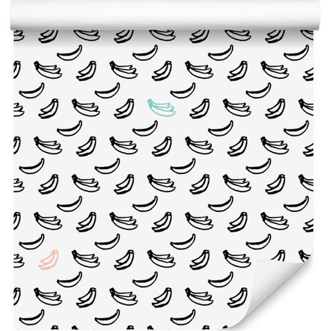 Papel pintado Bananas blanco y gris claro para salón y dormitorio 50x1000 cm (1/4)