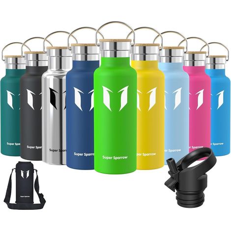 Trinkflasche Edelstahl Auslaufsicher BPAfrei 500 ml Apfelgrün (1/5)