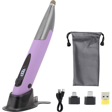 Stylo Souris 2.4G Sans Fil ABS pour Écran Capacitif avec Adaptateurs Windows XP/7/8/10 - Violet