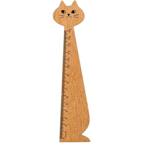 Règle en bois 15cm - forme chat