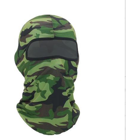 Masque facial deux pièces, masque multifonctionnel pour temps froid, bonnet de ski, masque de moto (camouflage vert armée) - 23 x 40 cm (1/4)