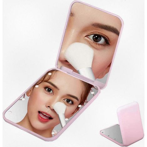Miroir de poche lumineux LED pour sac à main, pochette et voyage - Format compact et pratique (1/4)