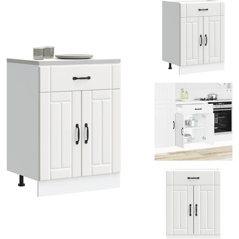 Armoire de cuisine Lucca blanc bois d'ingénierie - Armoire De Cuisine - Armoires De Cuisine - Meuble D'évier - Meuble D'évier De Cuisine (1/5)