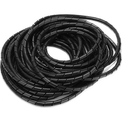 Organisateur de câbles spiralé, flexible, noir, Φ8mm, 10 mètres, pour câblage (1/5)