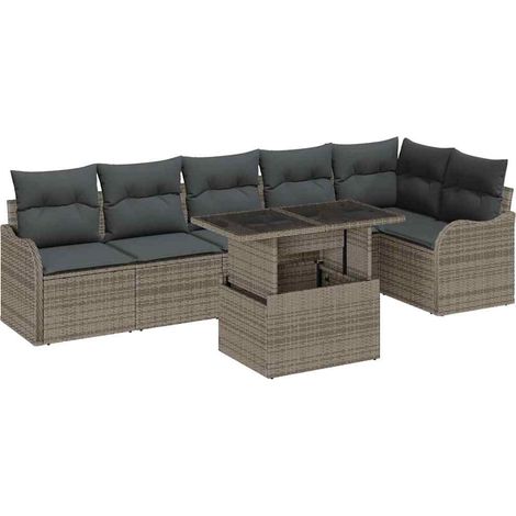 Maison Exclusive - Set Divano da Giardino 7 pcs Grigio Rattan in Polipropilene