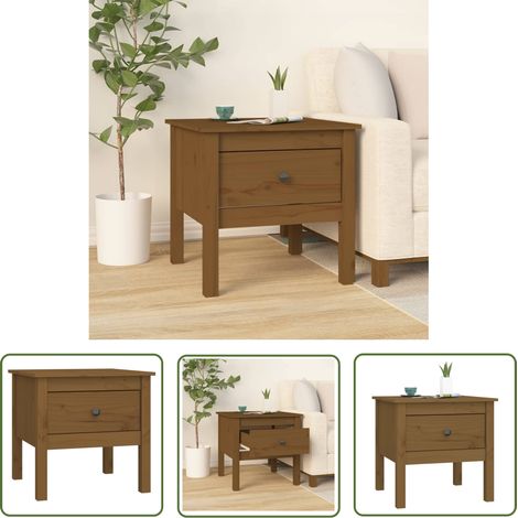 The Living Store Table d'appoint Marron miel 50x50x49 cm Bois massif de pin - Table D'appoint - Table Basse - Meuble De Salon - Table De Chevet - Bois Massif (1/5)