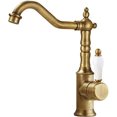 Retro bathroom faucet, 360° rotating basin faucet, hot and cold water mixing faucet (1/5)