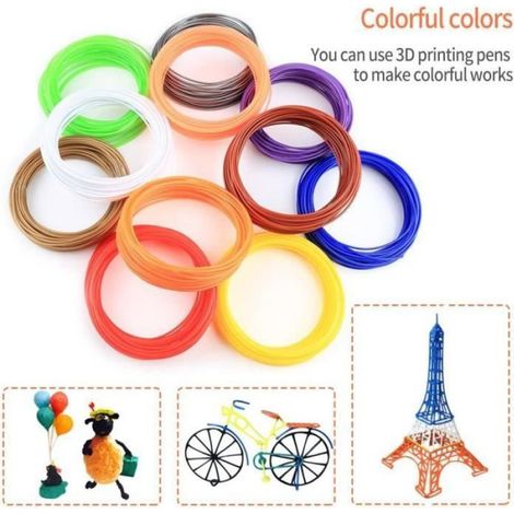 3D Stylo PCL Filament 1.75mm, 10 Couleurs (Chaque Couleur 5 M), PLA de filament de stylo 3D,paquet de lignes d'impression 3D (1/4)