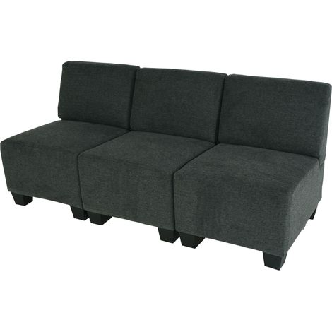 Sofá modular 3 plazas Lyon, tela/textil, gris antracita, sin reposabrazos (1/5)