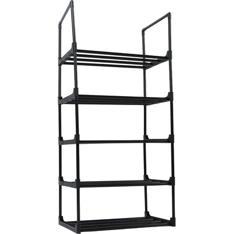 Étagère à chaussures multifonctionnelle à plusieurs niveaux et grande capacité pour placard, couloir, chambre, entrée, 1 colonne, 5 niveaux (1/5)