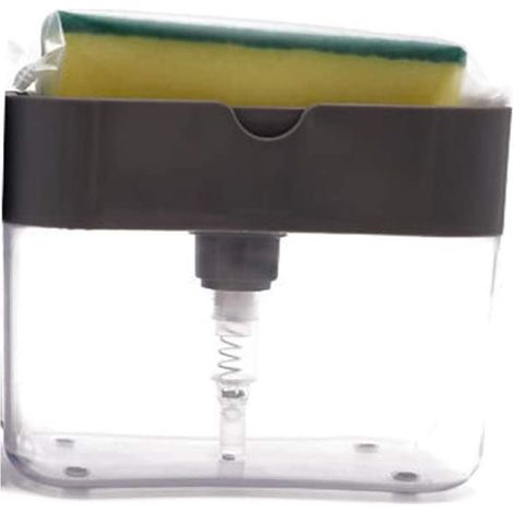 1 Distributeur de savon, porte-éponge intégré, pompe à une main, capacité 385 ml, pour évier de cuisine (1/5)