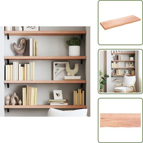 Wandregal Hellbraun 80x30x(2-4) cm Massivholz Eiche Behandelt - Wandregal - Eichendielen - Holzmöbel - Landhausstyle - Wohnraumorganisation (1/5)