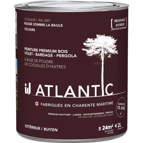 Peinture bois extérieurs - RAL 3007 Rouge sombre La baule - 2L - ATLANTIC (1/3)