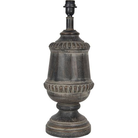 Pied de lampe en bois rustique marron chocolat pour luminaire de table 21 x 55 cm - PANGIVO (1/2)