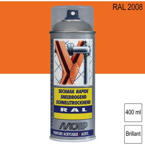 Peinture aérosol RAL 2008 Orangé rouge clair brillant 400ml MOTIP