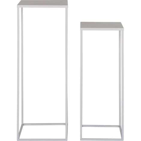 Set 2 Supporti Porta-Vaso Beja in Acciaio — Sabbia Ø19×50 e Ø22×60 cm