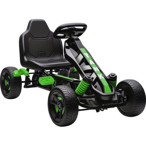 Kart à pédales pour enfants, karting enfant 3 à 6 ans avec roue libre, frein, roues EVA antidérapantes, vert