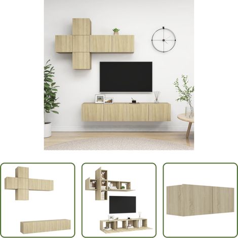 Meuble TV moderne - Ensemble de meuble TV 7 pcs Chêne sonoma Bois d'ingénierie (1/5)