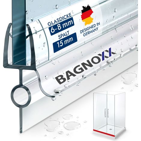 Duschdichtung Schleiflippendichtung mit Schlauch Transparent 100cm, Wasserabweisprofil für Türdichtung unten, Badewanne Dichtung - für 6mm Glasstärke (1/5)