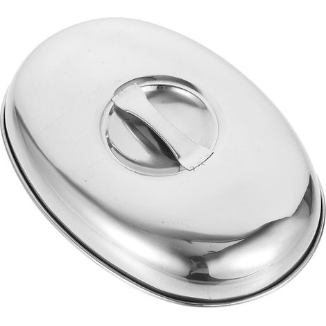 Capuchon de protection ovale en acier inoxydable pour aliments à griller et à cuire, avec concentration de chaleur et protection contre les éclaboussures d'huile et de poussière (1/5)