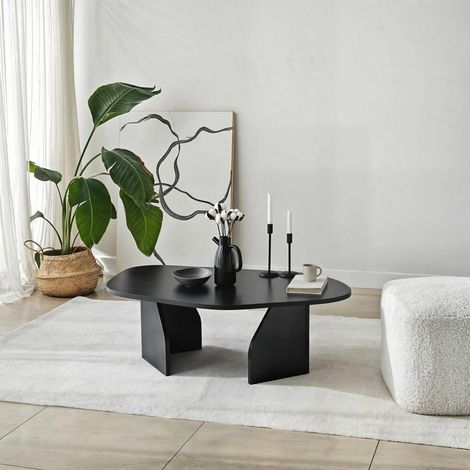 Table basse design noire, forme organique galet MARFA (1/5)