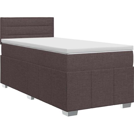 Maison Exclusive - Letto box spring con materasso Marrone Scuro 90 x 200 cm (1/5)