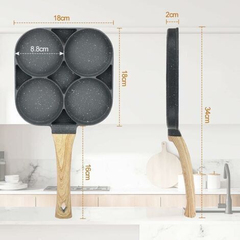 NALOOKAMIC Poêle à 4 Emplacements, Poêle à Crêpes, Petite Poele Oeuf Poêle à Pancakes Antiadhésive en Aluminium pour Petit-déjeuner Oeuf Au Plat Hamburger pour Cuisinière à Gaz et Cuisinière à Inducti (1/4)