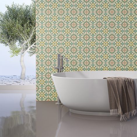 Sticker Mural Carrelage adhésif Cuisine Salle de Bain - 60 STICKERS CARRELAGES AZULEJOS ARCADIO - 60stickers10x10cm (1/5)