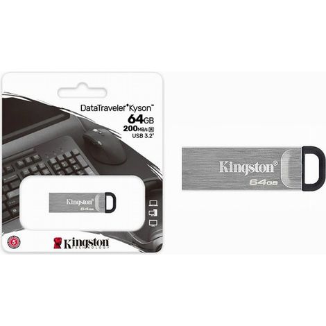 Trade Shop - STICK KINGSTON USB 3.2 DATATRAVELER KYSON 64 GB METALL 200 MB/S DTKN/64GB - (1/5)