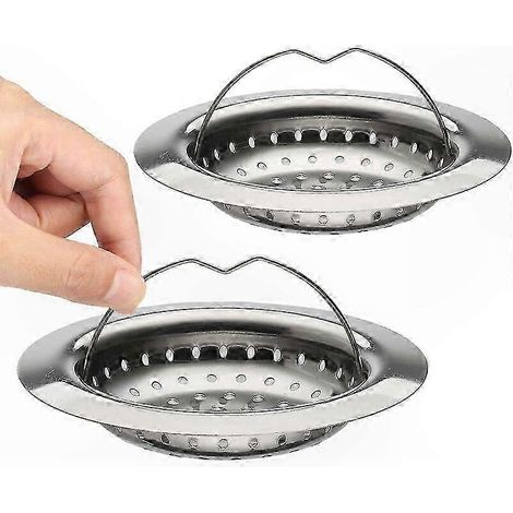 Passoire d'évier en inox avec poignée, lot de 2 filtres de vidage, 110 mm, grille de drainage de cuisine facile à nettoyer (1/5)