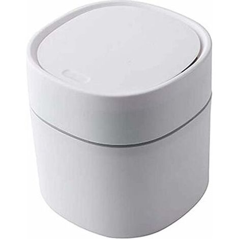 BRAVIX Mini Poubelle en Plastique Poubelle de Bureau créative Poubelle de Bureau avec Couvercle Petite Poubelle de Nettoyage de Bureau à Domicile Bouton Poubelle de Rangement de Bureau