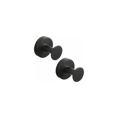Crochet patère en acier inoxydable noir – Fixation murale – Support serviette pour salle de bain – Lot de 2 pièces (1/4)