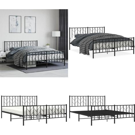 Metallbett ohne Matratze mit Fußteil Schwarz 160x200 cm - Metallbettgestell - Metallbett mit Fußteil (1/5)