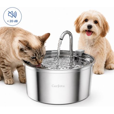Fontaine à eau pour chat 3,2 L - Acier inoxydable - Ultra silencieuse 20 dB - Sans BPA - Distributeur d'eau pour chats - Compatible lave-vaisselle - Gamelle automatique (1/5)