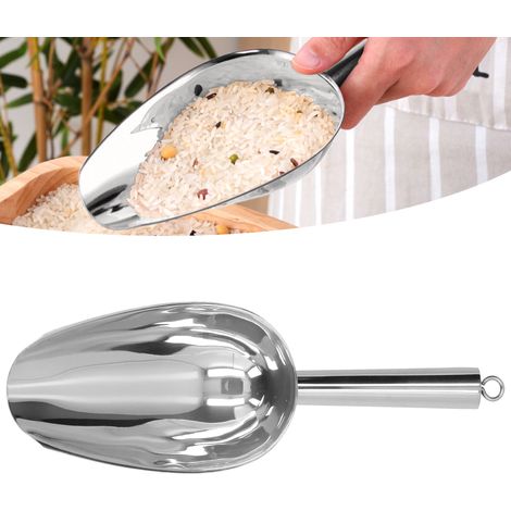 Spatel aus Edelstahl, geeignet für Speisen, Eiscreme, Tee, Trockenfrüchte und Müsli, Naturfarbe (1/5)