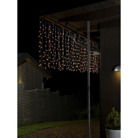 LED Lichtervorhang mit weißen Globes 400 Warmweiße Dioden 24V Außentrafo (1/3)