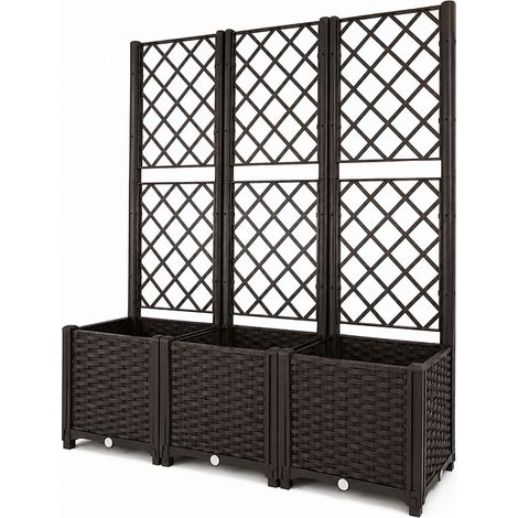 Aga Fioriera da giardino con traliccio 120x40x135 cm Marrone